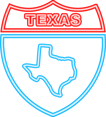 Texas state map outline neon